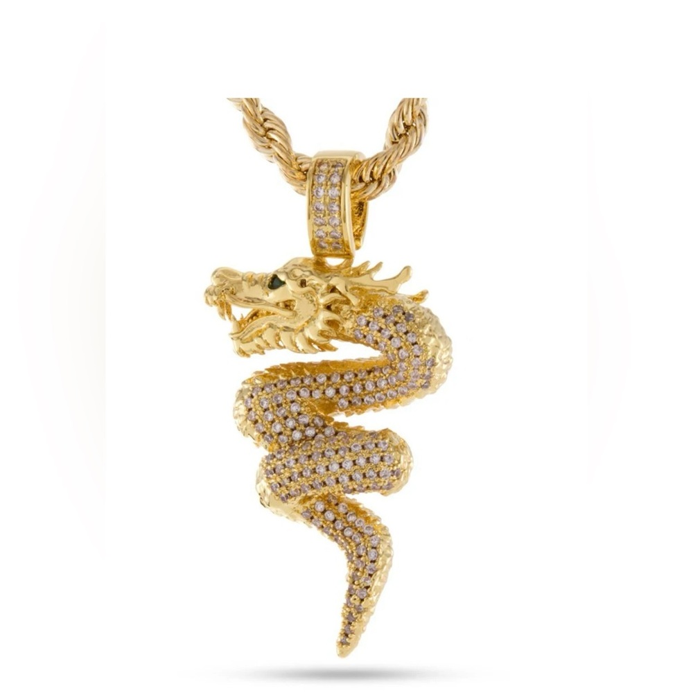 King Ice Double Dragon Bling Necklace - NEW IN BOX